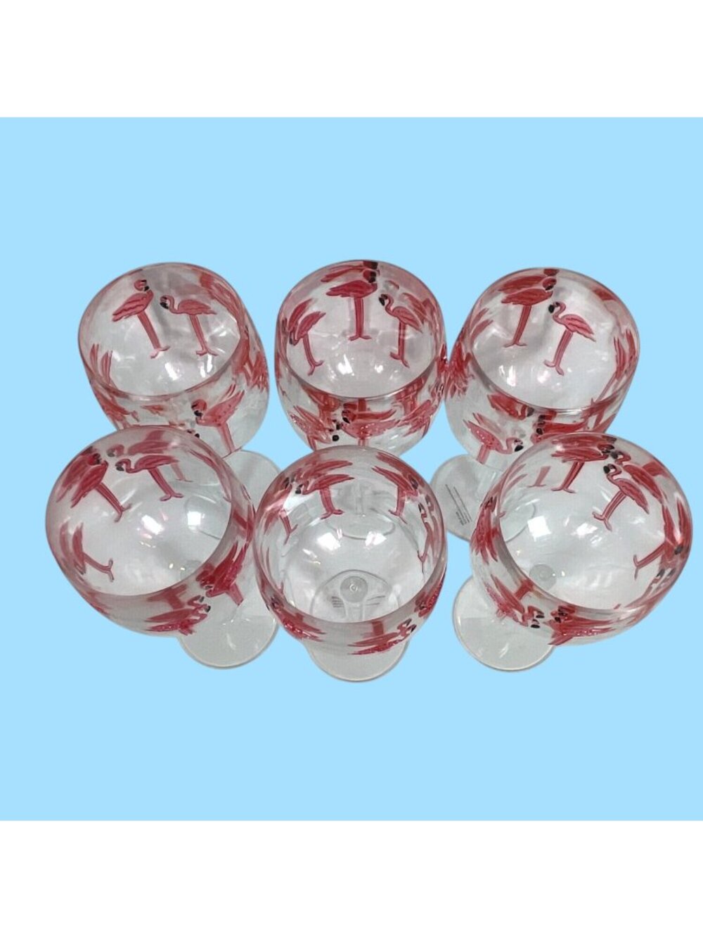 Pink Flamingo Acrylic Wine Water Glasses Set of 6 Outdoor Pool Party Beach GIFT - Picture 6 of 10